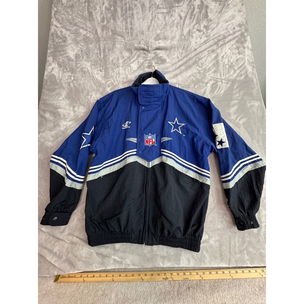 Vintage Logo Athletic Dallas Cowboys NFL Jacket Blue Black 90s Windbreaker XL